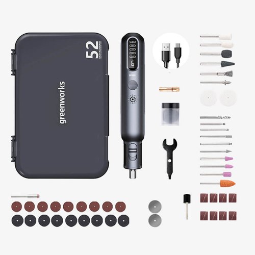 Immagine di Greenworks 8V Mini Smerigliatrice 52pcs 80W Rettifica Elettrica Incisione Cordless Velocità Variabil...