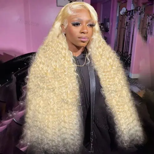 Image de Perruque Lace Front Blond Miel 30" - Ondulée Naturelle Brésilienne