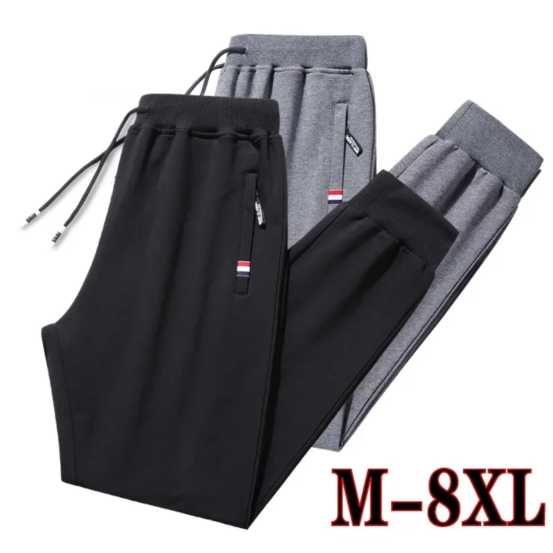 Imagen de Pantalones de Chándal para Hombre Talla Grande 5XL y 8XL - Ropa Deportiva Cómoda con Cintura Elástica, Pantalones Informales de Algodón, Joggers Negros para Hombre