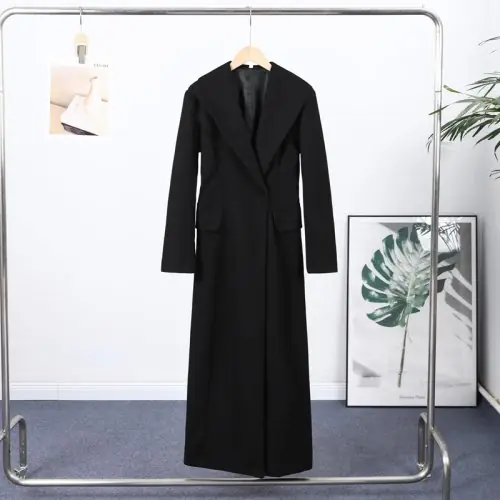 Image de Manteau Noir Élégant Femme Col Montant