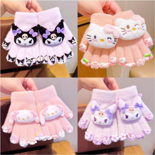 Guantes de Invierno para Niños Sanrio Hello Kitty y Kuromi - Diseño de Dibujos Animados, Cálidos, A Prueba de Frío y Cómodos
