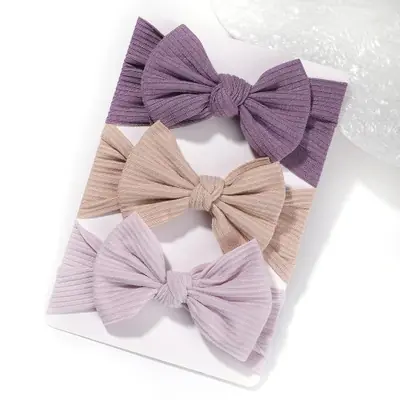Image de Bandeaux Bébé Filles - Lot de 3 Turbans Tricotés Doux