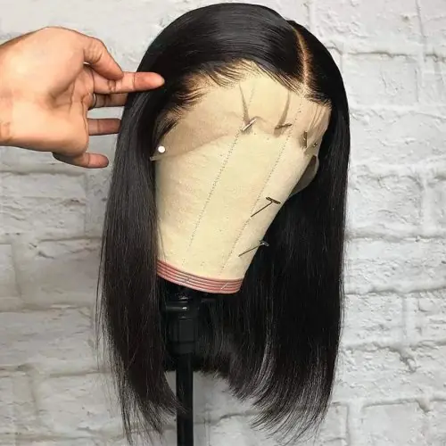 Image de Perruque Bob Dentelle Suisse - Cheveux Brésiliens Remy Raides