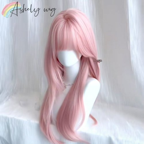 Immagine di Parrucca Rosa Lolita con Frangia - Stile Carino e Moderno