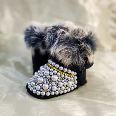 Image de Bottes de Neige Enfant en Fourrure avec Strass - Premiers Pas Hiver