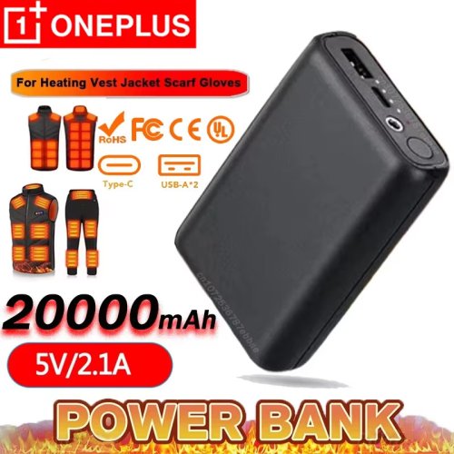 Afbeelding van Ultradunne Verwarmende Power Bank met USB Snel Opladen