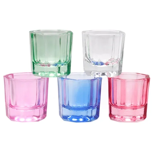 Immagine di Piatto Dappen in Polvere Acrilica di Cristallo con Tazza per Unghie e Ciotola per Pennelli – Set Completo per Lavaggio Strumenti di Nail Art