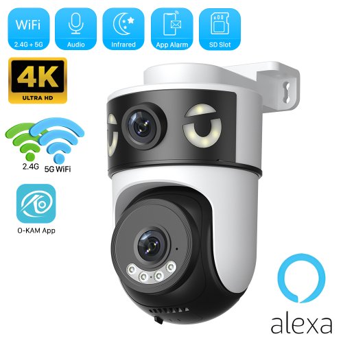 Image of 10MP 5K Dual Lens PTZ WiFi Security Camera with AI Human Detection, Auto Tracking, Dual Screen Display, 8MP Night Vision, Wireless Outdoor IP Surveillance Camera