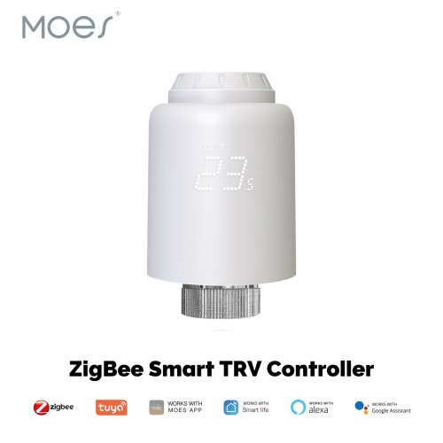 Zdjęcie Inteligentny zawór siłownikowy Moes Tuya Zigbee 3.0 z czujnikiem zewnętrznym i sterowaniem głosem Alexa – precyzyjny regulator temperatury dla Twojej instalacji grzewczej