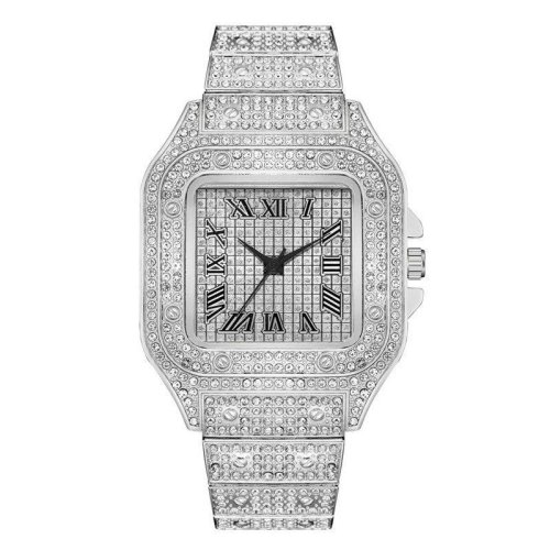 Imagen de Relojes de lujo con diamantes para hombre y mujer, reloj de pulsera dorado para mujer, pulsera Unisex con diamantes de imitación de lujo, reloj femenino 2024