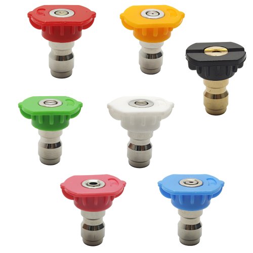 Imagen de Boquilla rociadora de lavadora de alta presión, punta de Metal con conector rápido de 1/4 ", boquillas de lavado de coches de 0 15 25 40 65 grados, 1 Uds.