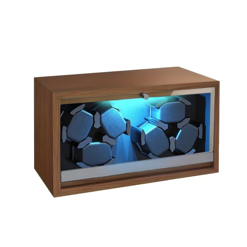 Immagine di Scatola in Legno per Agitatore Orologi Automatici con 6, 4, 3 o 2 Slot – Espositore con Luce LED Blu e Motore Super Potente per Manutenzione e Mostra di Orologi e Gioielli