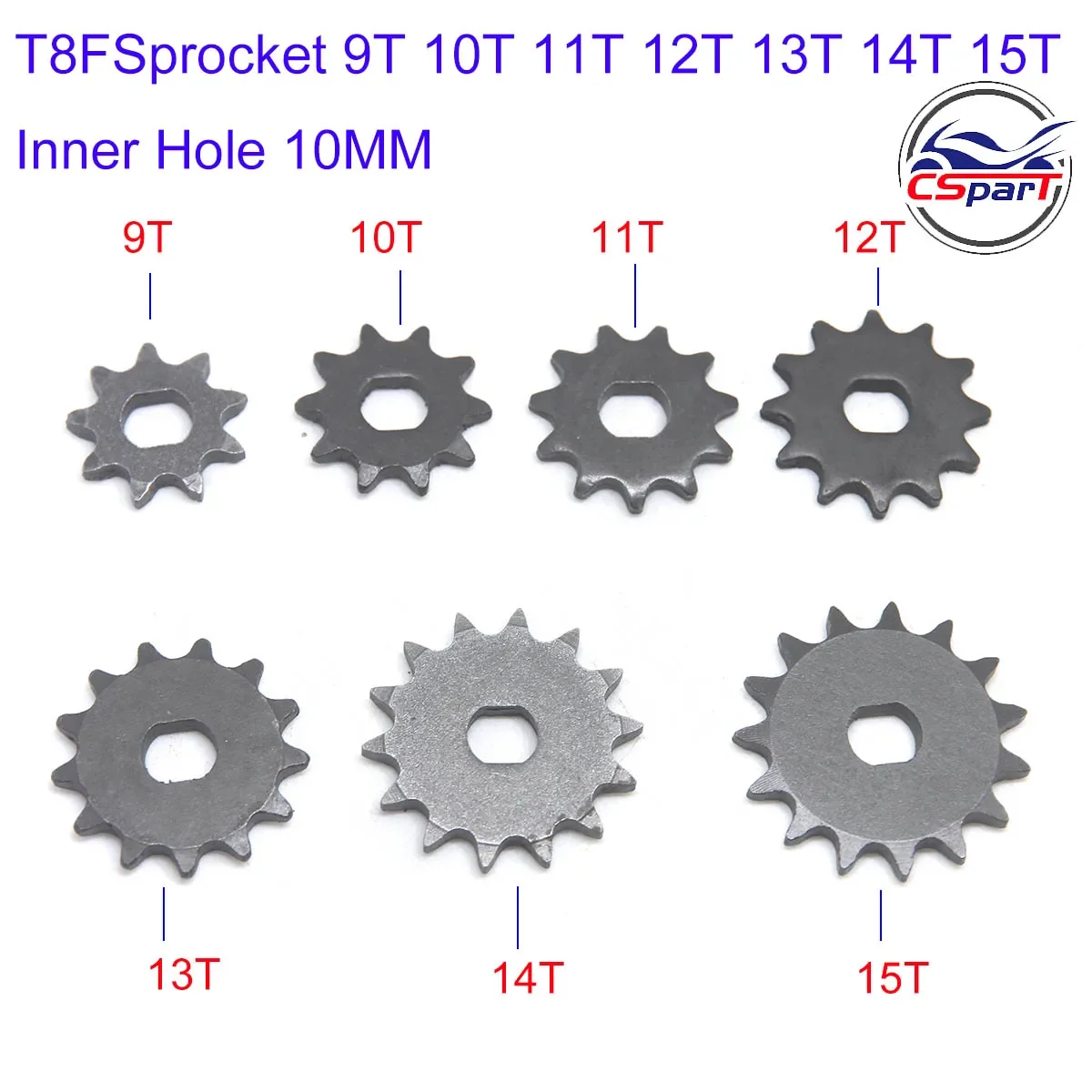 Imagen de 9 10 11 12 13 14 15 dientes 9T 10T 11T 12T 13T 14T 15T T8F piñón 10MM para Razor EVO IZIP 500W 1000W Scooter Eléctrico