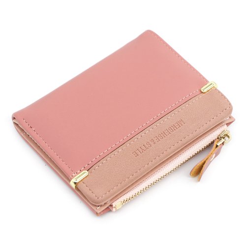 Bild von Stilvolle Rosa Damen-Geldbörse mit Kartenfächern – Kleine Mini Clutch mit Haspe für Frauen und Mädchen