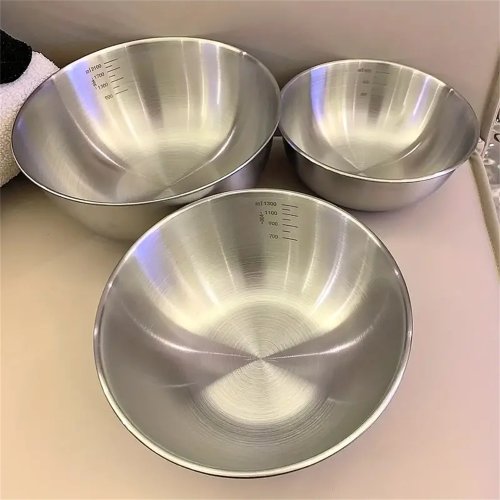 Imagen de Juego de Cuencos de Acero Inoxidable con Báscula Digital – Set de 3 Tamaños para Cocinar, Hornear y Almacenar Alimentos – Ideal para Mezclar, Servir y Preparar Recetas en la Cocina