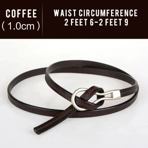 Image de Ceinture Fine en Cuir Véritable pour Femme