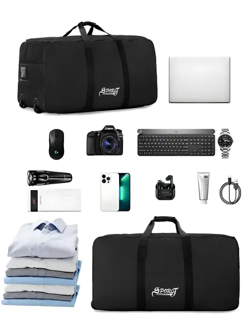 Image de Sac de Voyage Extra Large avec Roulettes - Idéal pour le Camping et les Pique-Niques
