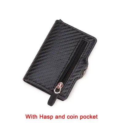 Image de Portefeuille RFID Bloquant en Cuir & Fibre de Carbone