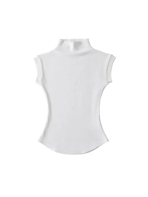 Image de T-Shirt Col Roulé Sans Manches Femme - Coupe Ajustée Été