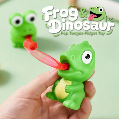 Afbeelding van Grappig Kikker-Dinosaurus Knijpspeeltje met Uitstekende Tong – Zintuiglijk Speelgoed voor Kinderen, Fidget Toy voor Stressvermindering en Creatieve Speelplezier
