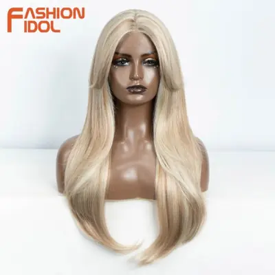 Image de Perruque Longue Dentelle Avant Ombre Noir-Blond 26 Pouces
