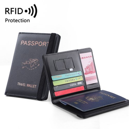Immagine di Portafoglio per passaporto in pelle PU RFID Multi Slot Multi-funzione copertine per passaporto porta...