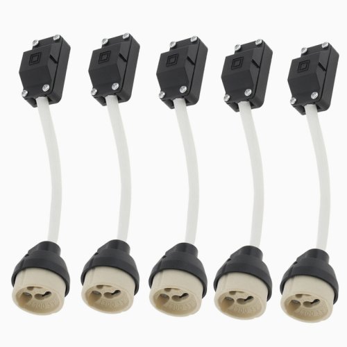 Image of 5-Pack GU10 Ceramic Lamp Holder Base with 2A 250V Rating – Durable Socket Adapter for Halogen and LED Downlight Bulbs