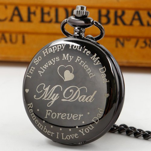 Image of Vintage Round Classic Quartz Pocket Watch with High-Quality Steel Necklace – Elegant Timepiece Gift for Dad