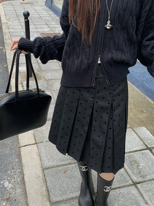 Afbeelding van Elegante Polkadot Plooirok voor Dames - Hoge Taille A-lijn Korte Rok in Koreaanse Stijl, Zomerse Casual Mode
