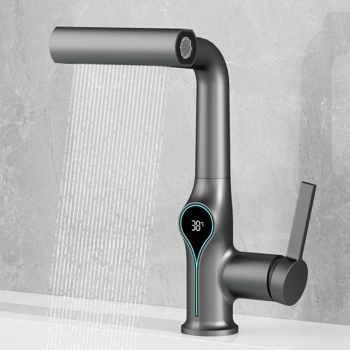 Zdjęcie Bateria umywalkowa z LED i kaskadą – nowoczesność w łazience i kuchni