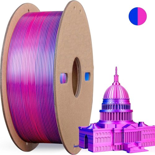 Imagen de Filamento de impresora 3D Multicolor, filamento de impresión brillante de seda PLA de 1,75mm de dobl...