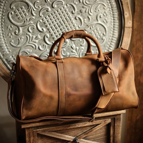 Image de Sac de Voyage Vintage en Cuir pour Homme