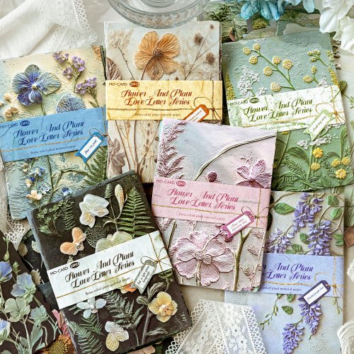 Afbeelding van 23-delig set vintage reliëf textuurpapier voor DIY scrapbooking, collage en junk journal – natuurlijke esthetiek voor creatieve projecten