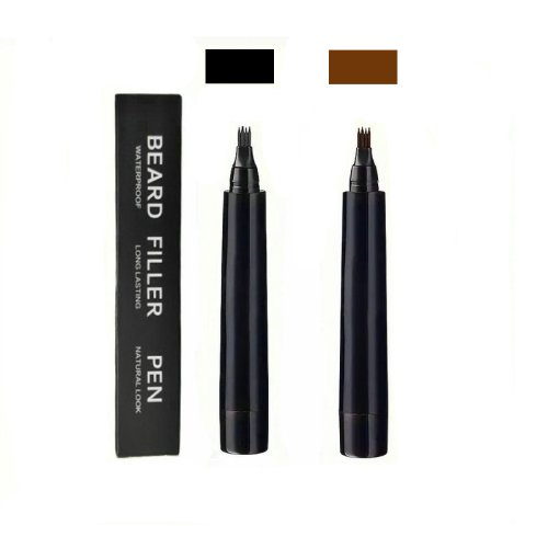 Bild von Natürlicher Bartfüllstift in Schwarz und Braun – Wasserfester Bartstyling-Stift mit 4 Zinken für perfekte Konturen und verschiedene Stile