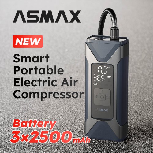 Image of Portable 160 PSI Rechargeable Air Compressor for Cars, Motorcycles, Bicycles, and Sports Balls – 7500mAh Battery-Powered Tire Inflator with Digital Pressure Gauge