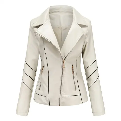 Image de Veste en Simili Cuir pour Femme - Style Moto Tendance
