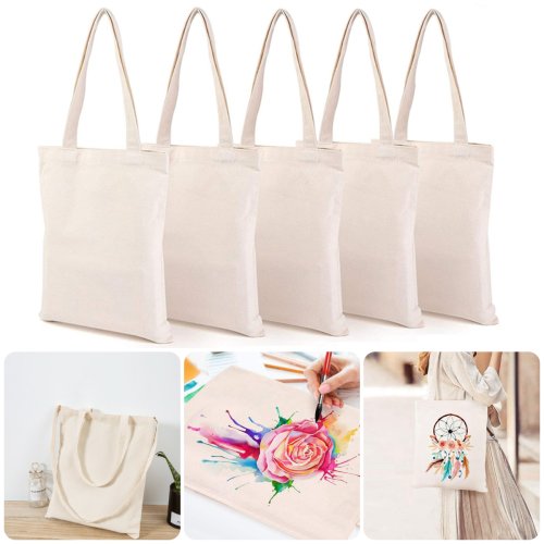 Afbeelding van Eco-vriendelijke Opvouwbare Canvas Schoudertas met Grote Capaciteit – Herbruikbare Boodschappentas voor Mannen en Vrouwen, DIY Opslagtas met Stijlvolle Design