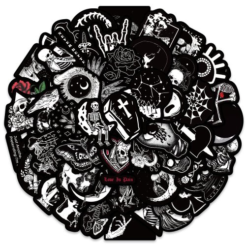 Afbeelding van 50 Stuks Cool Punk & Gothic Schedel Graffiti Stickers - Waterdichte Vinyl Decals voor Laptop, Telefoon, Gitaar, Bagage en Dagboek