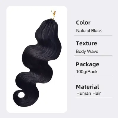 Image de Extensions Bouclées au Crochet Sans Nœuds - Cheveux Humains 12A