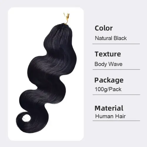 Image de Extensions Bouclées au Crochet Sans Nœuds - Cheveux Humains 12A