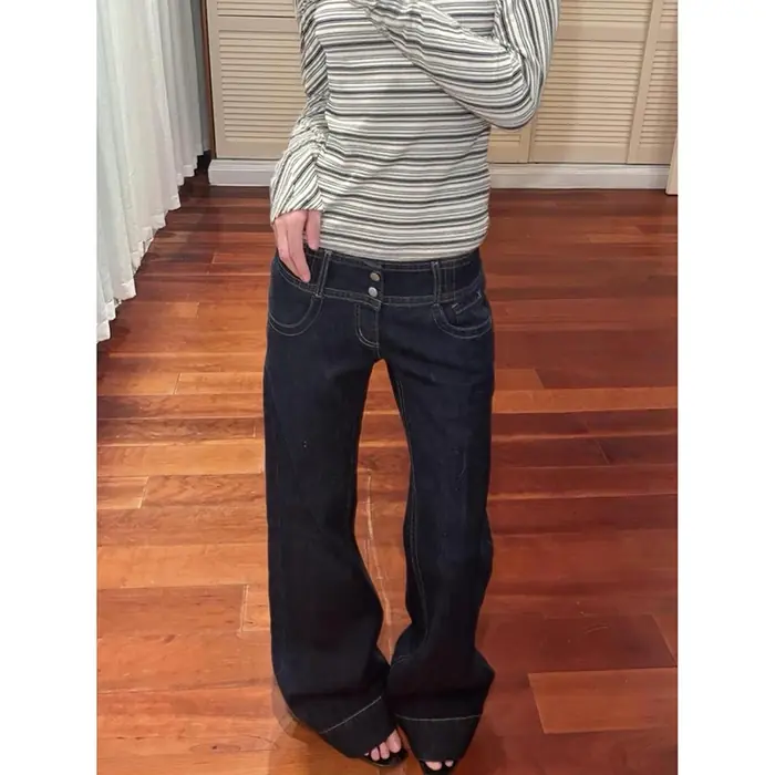 Image de Jeans Vintage Y2K Baggy Bleu pour Femmes