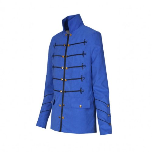 Imagen de Chaqueta de desfile gótica militar Vintage para hombre, botones bordados, Top de Color sólido, uniforme Retro, ropa de abrigo con cremallera
