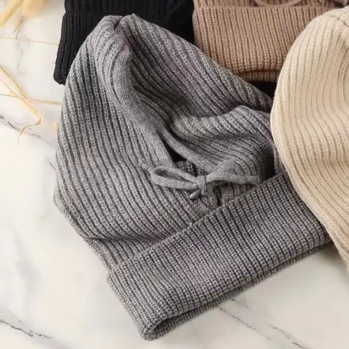 Image de Casquette Tricotée Hiver avec Capuche - Style Coréen