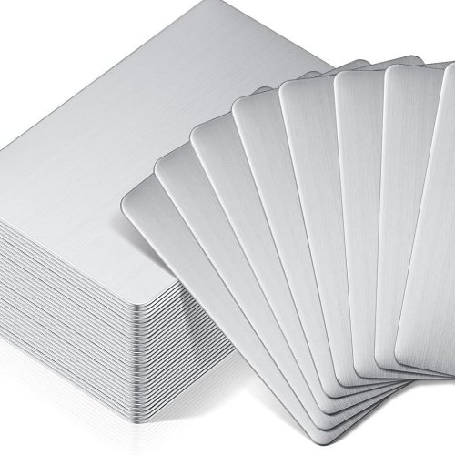 Zdjęcie Metalowe wizytówki ze stali nierdzewnej 85x53 mm – 10 sztuk, puste, do grawerowania laserowego, matowe i szczotkowane wykończenie