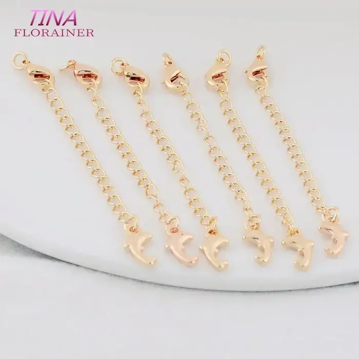 Image de Chaîne d'Extension Laiton Or 14K - 6 Pièces avec Fermoirs
