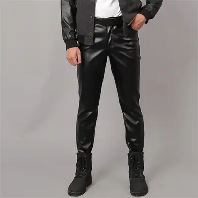 Image de Pantalon Slim en Similicuir Homme - Style Biker Moderne