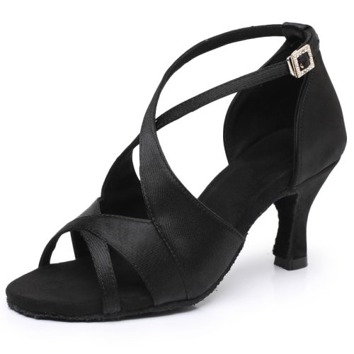 Afbeelding van Latin Suede Dansschoenen voor Dames, ballroom, jazz Salsa Dansschoenen voor Dames, nieuwe Strass Gesp, zachte Zool, bruin, zwart, 5cm/7cm