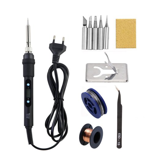 Image of Professional Adjustable Temperature Soldering Iron 80W with LCD Display – Dual Voltage 110V/220V Electric Soldering Station for Precise Electronics Repair and Welding