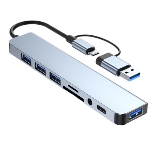 Bild von 8-in-1 USB-C Dockingstation mit 3,5 mm Audio-Klinkenadapter, Micro SD-Kartenleser und HDMI-Ausgang für Laptop, Tablet und Smartphone – Multifunktionaler Konverter für moderne Geräte