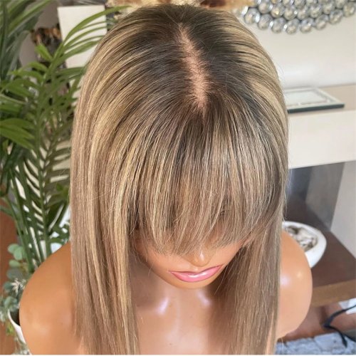 Afbeelding van Stijlvolle Korte Bob Pruik met Ponytail – Realistische Synthetische Kant Pruik voor Vrouwen met Natuurlijke Wortels en Lijmloos Ontwerp